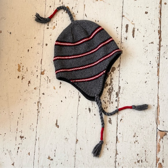 Knit Wool Blend Stripe Tassel Winter Hat - Picture 10 of 10